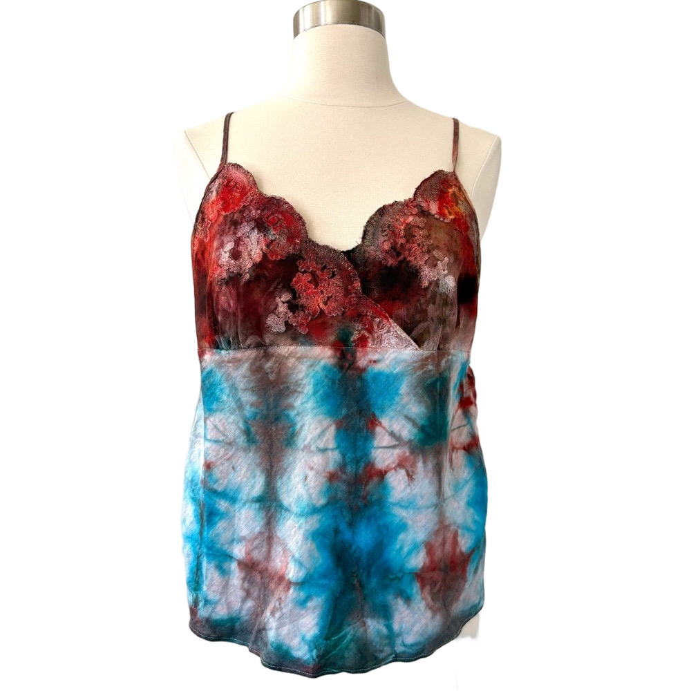 Boho International concepts 🖤 hand tie-dyed linen camisole top blouse size 8